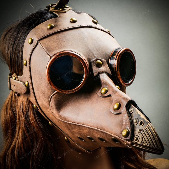 Plague Doctor Long Nose Mask Steampunk - Brown - Picture 3 of 8